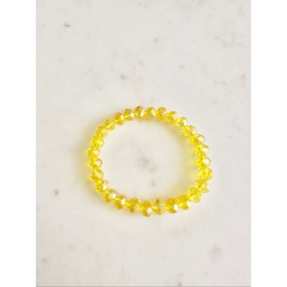 Clear yellow sparkly bead stretch bracelet
